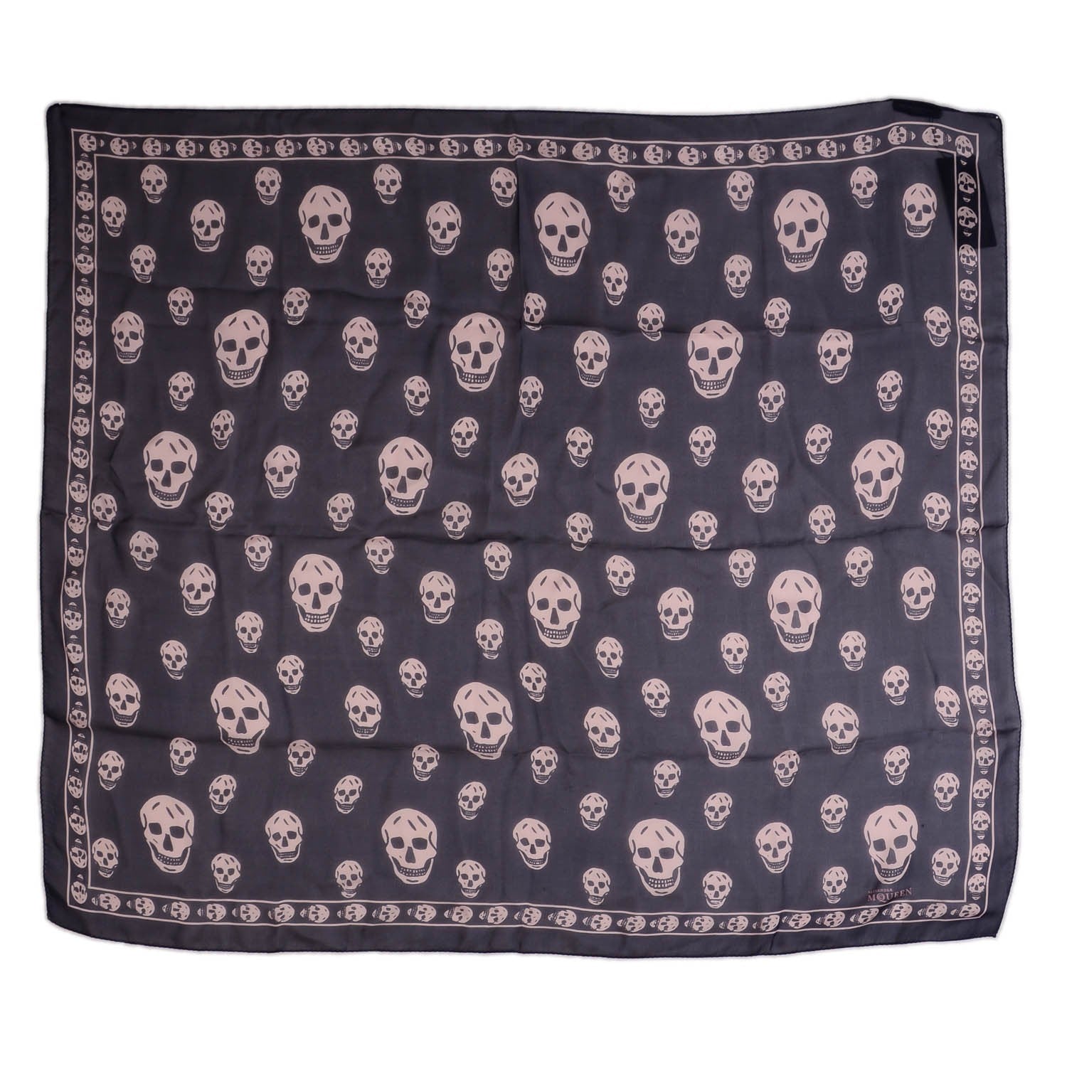 Alexander McQueen Silk Chiffon Skull Scarf Navy Pink 3 of 6