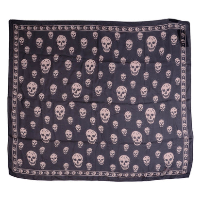 Alexander McQueen Silk Chiffon Skull Scarf Navy Pink 3 of 6