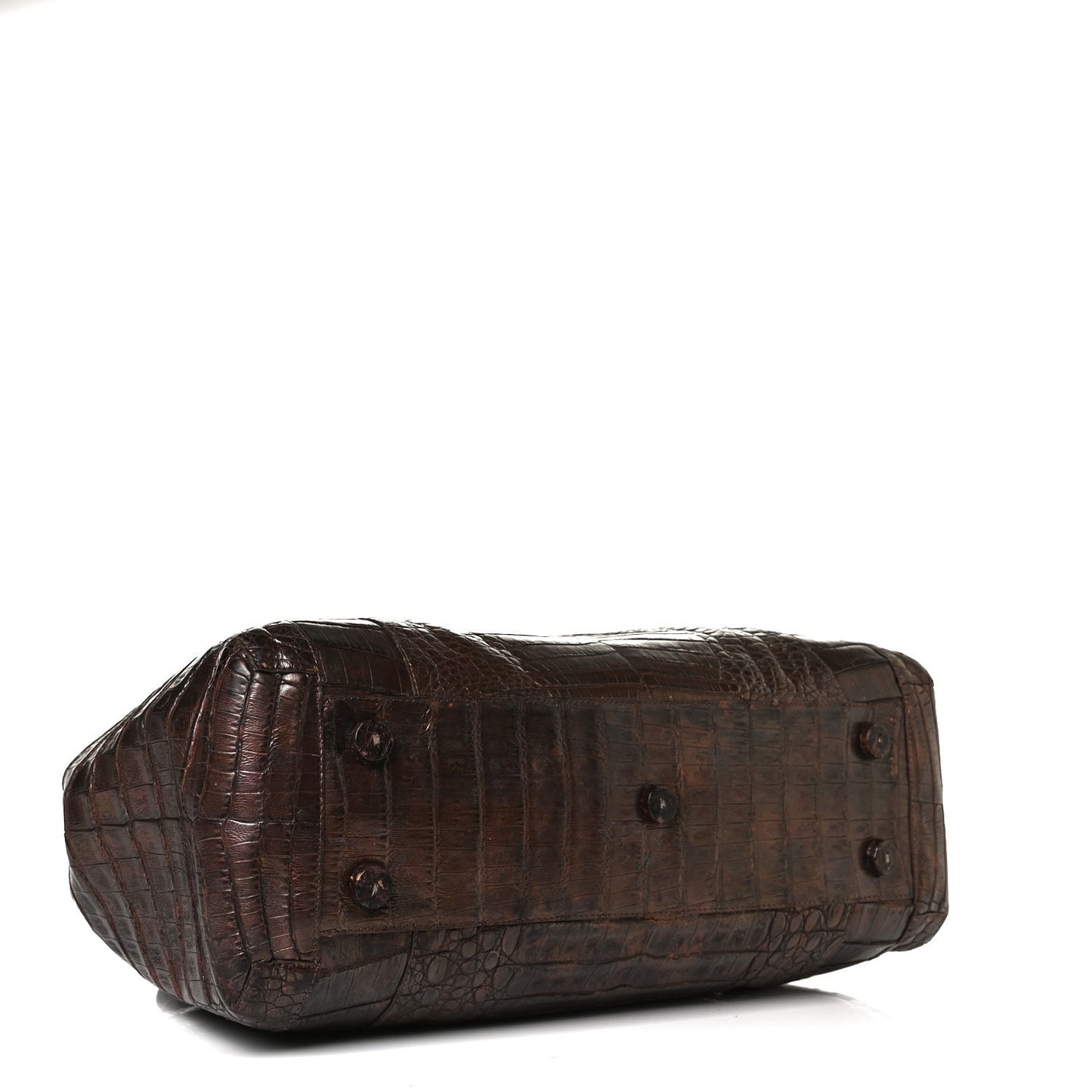 Crocodile Top Handle Satchel Brown