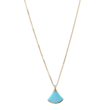 Bulgari 18K Rose Gold Diamond Turquoise Divas' Dream Pendant Necklace 1 of 7