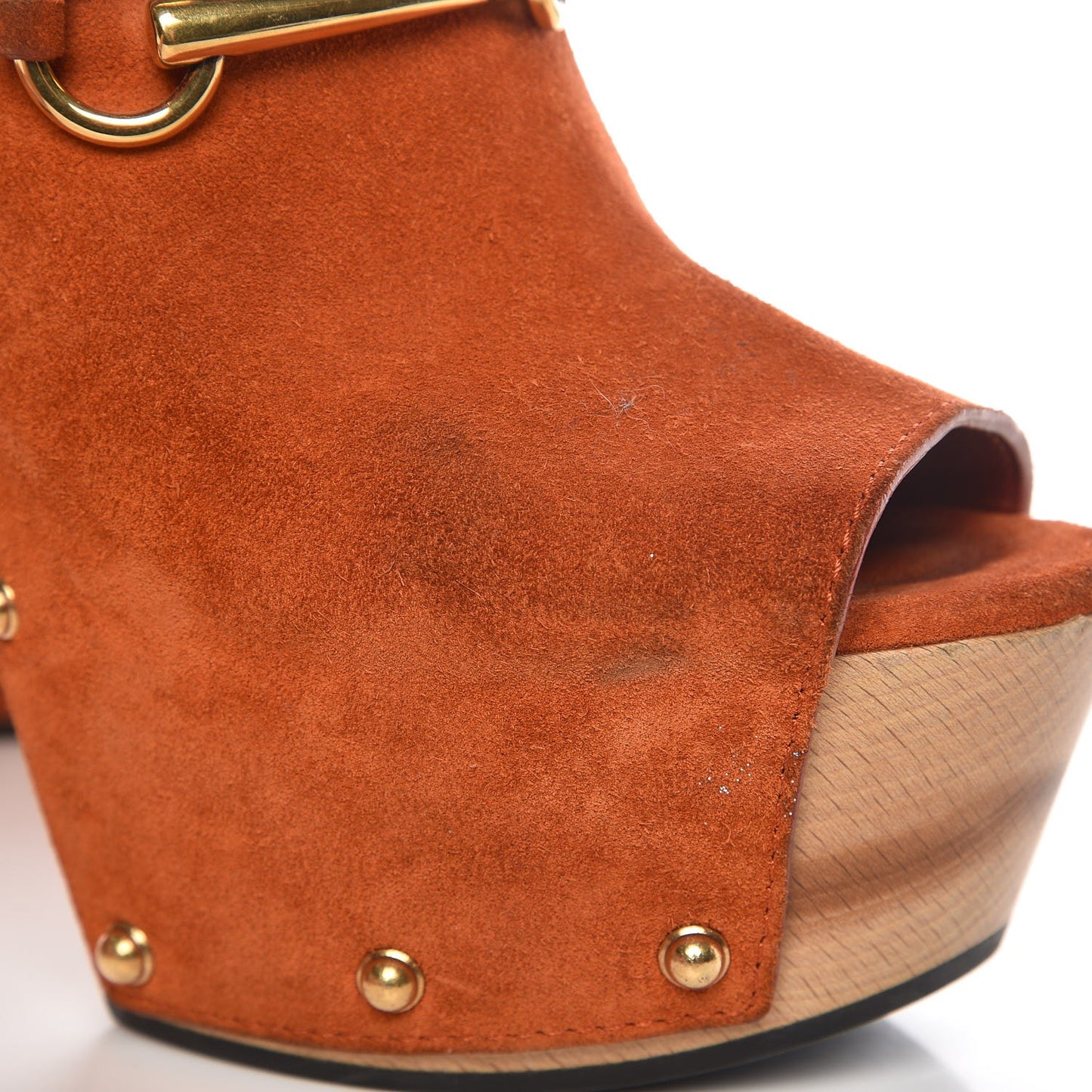 Suede Horsebit Clog Slide Sandals 38 Orange