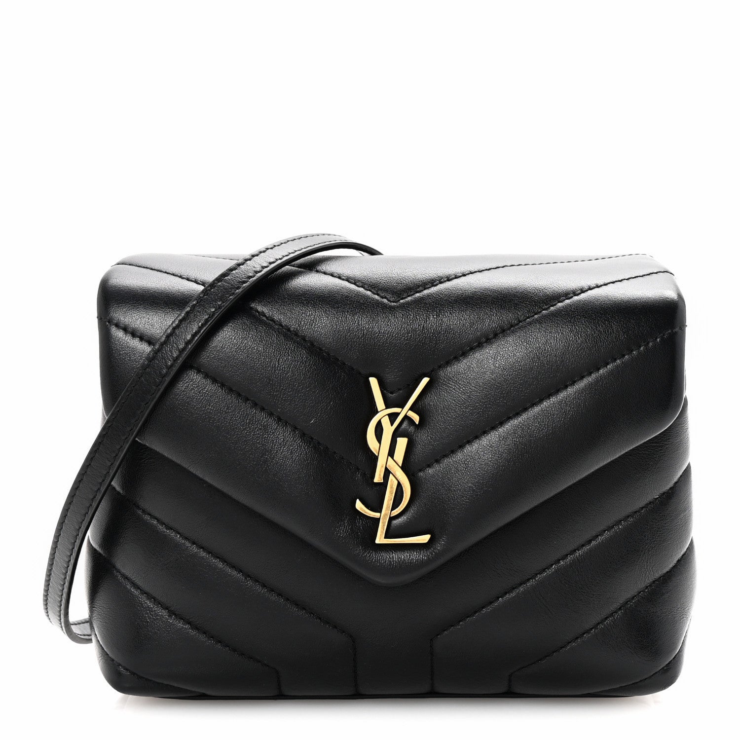 Saint Laurent Calfskin Y Quilted Monogram Toy Loulou Crossbody Bag Black 1 of 9