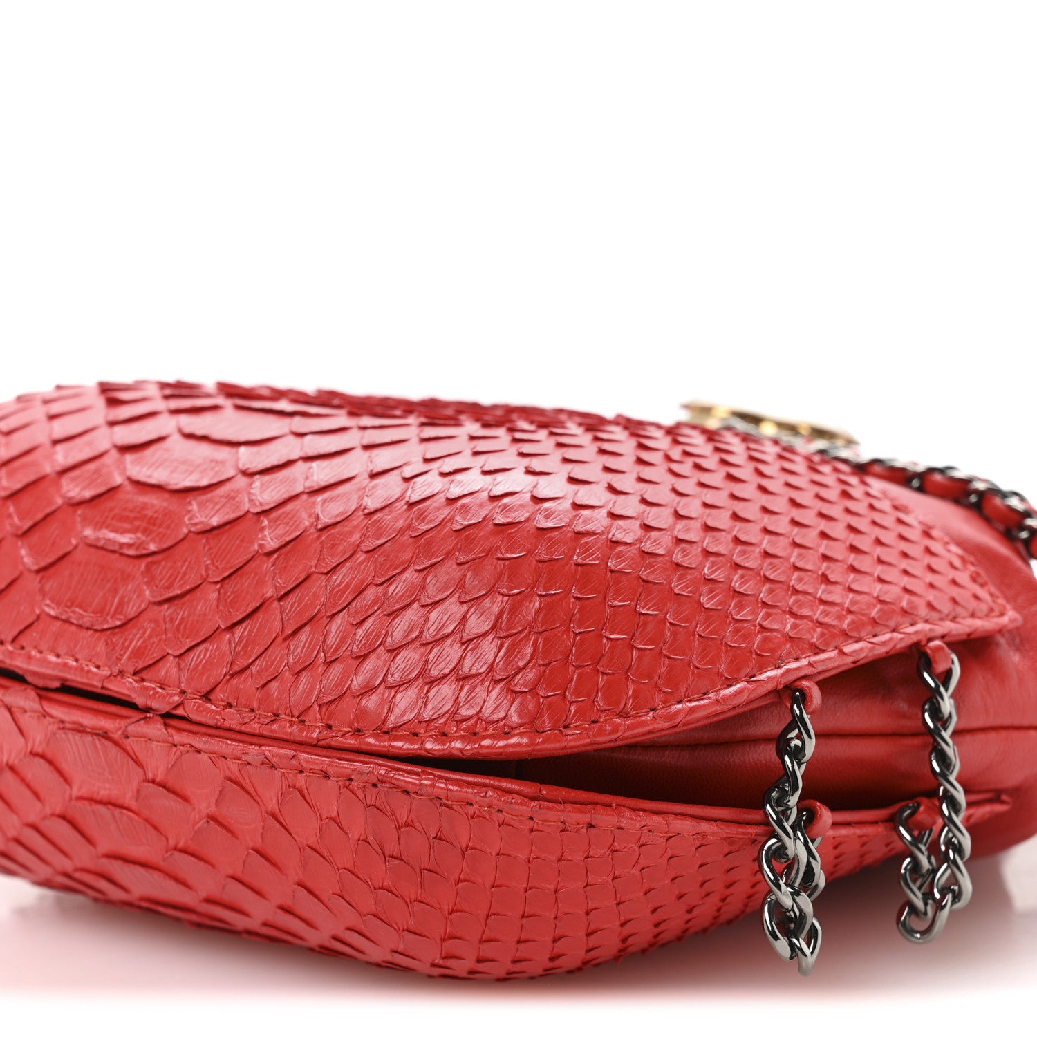 Chanel Snakeskin Calfskin Gabrielle Bucket Red 10 of 10