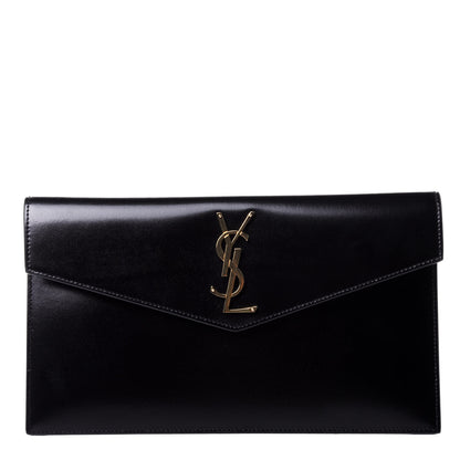 Saint Laurent Smooth Shiny Calfskin Monogram Uptown Pouch Black 1 of 4