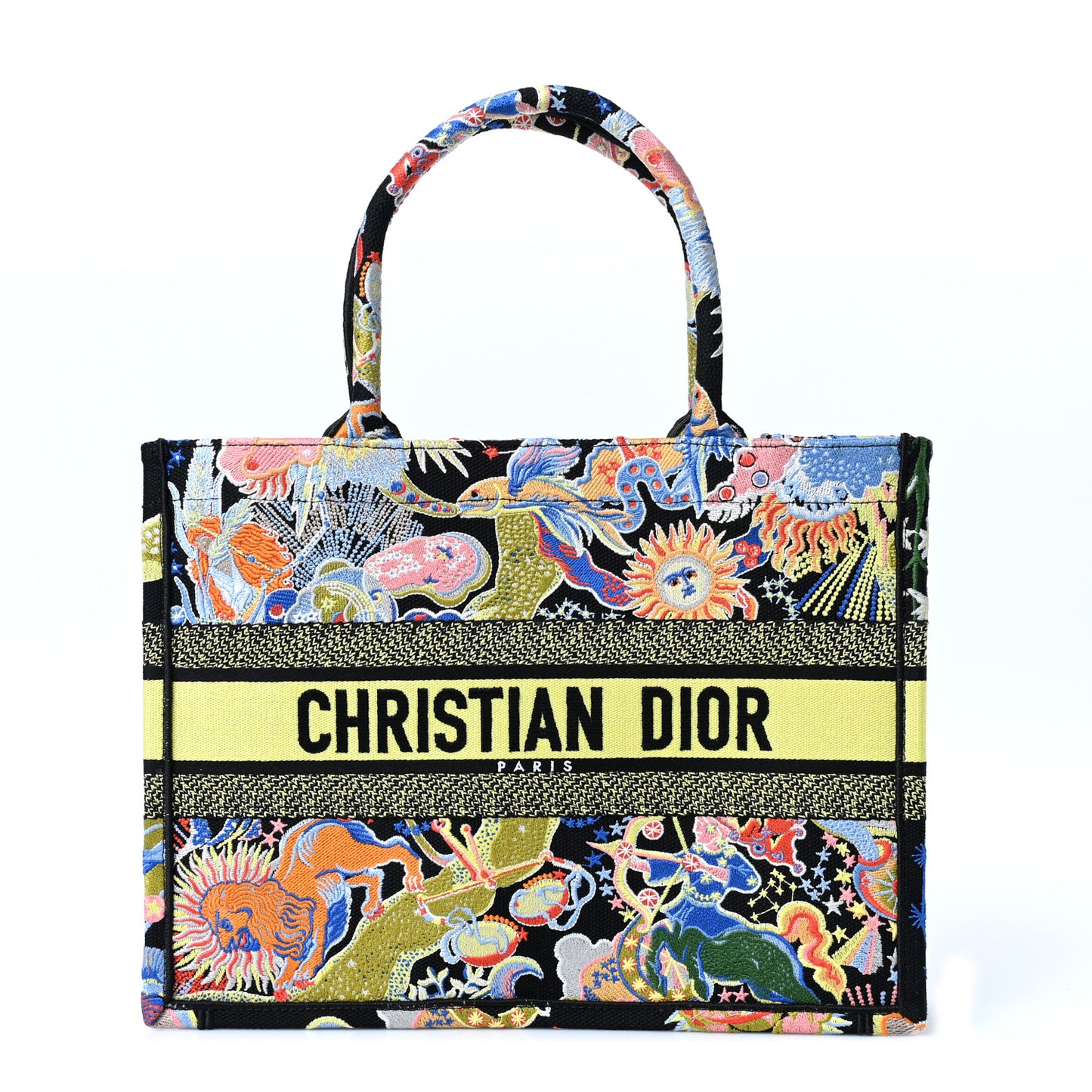 Canvas Zodiac Fantastico Embroidered Medium Book Tote Black Multicolor