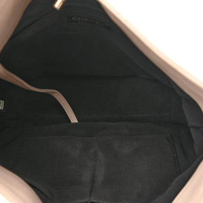 Chanel Calfskin Stitched Large Button Up Hobo Ivory Black 5 of 13
