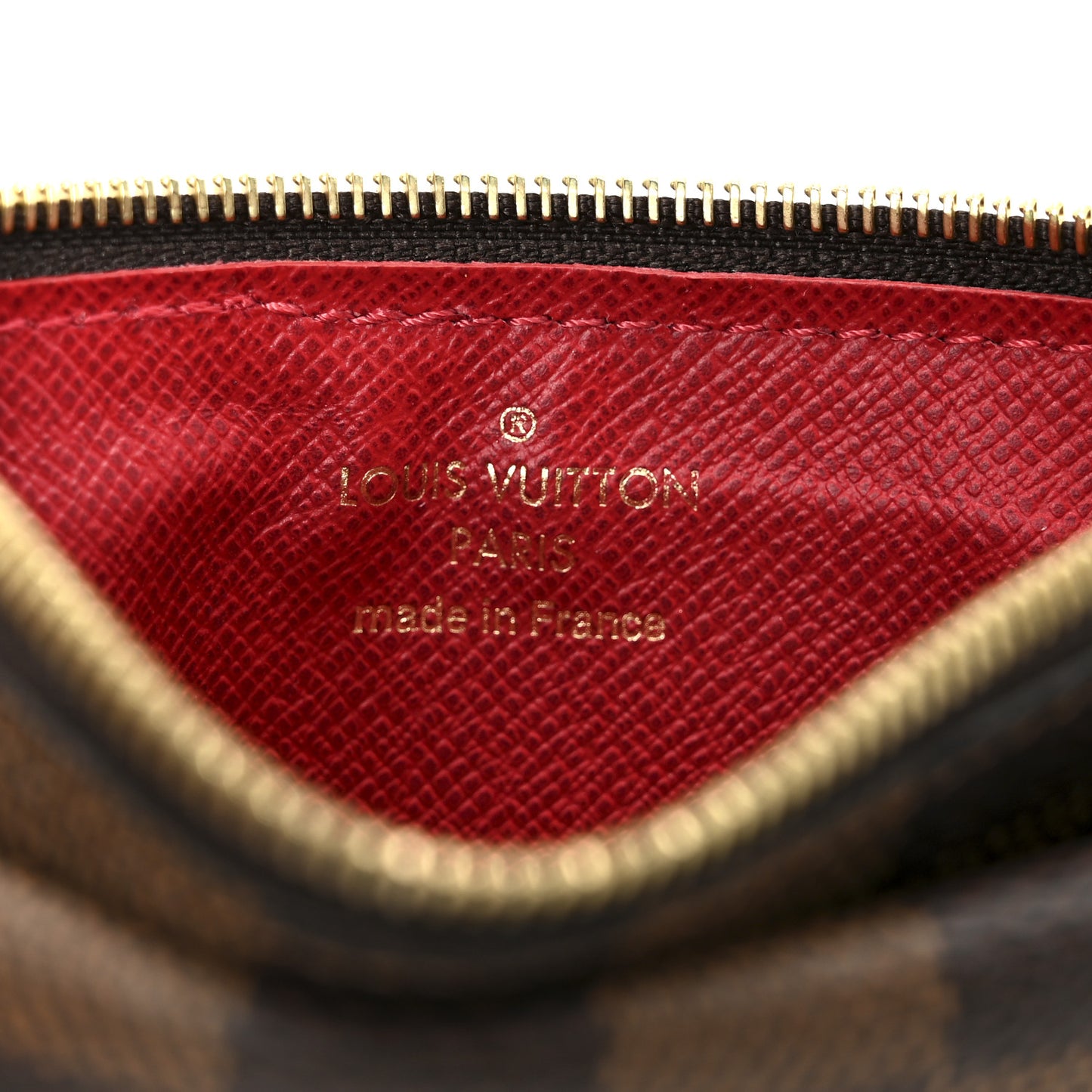 Damier Ebene Recto Verso Card Holder Red