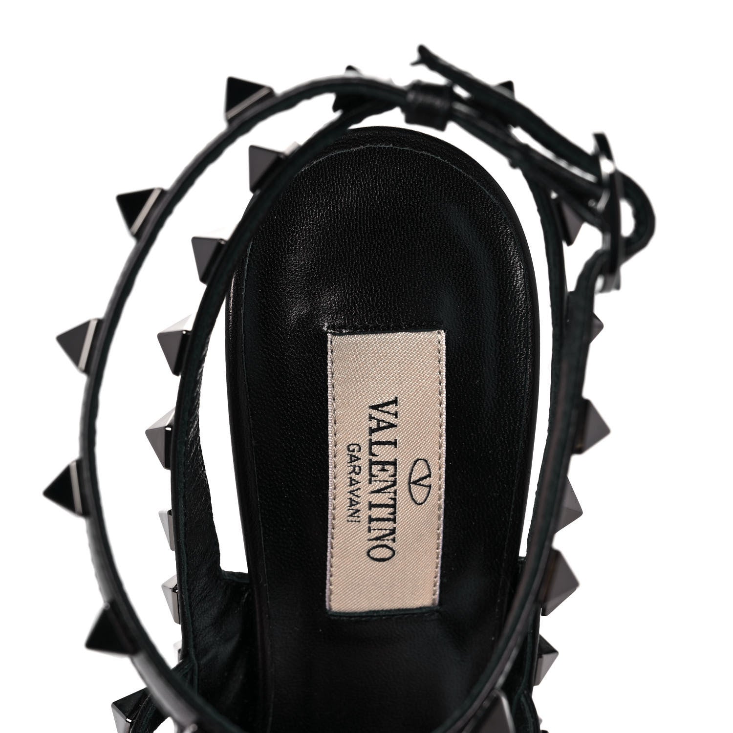 Valentino Garavani Ottoman Fabric Rockstud Ankle Strap Pumps 38 Black 7 of 10