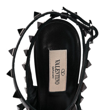Valentino Garavani Ottoman Fabric Rockstud Ankle Strap Pumps 38 Black 7 of 10