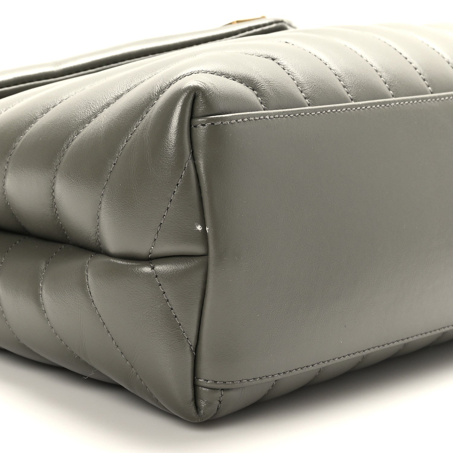 Saint Laurent Calfskin Y Quilted Monogram Medium Loulou Chain Satchel Grey Kaki 8 of 9