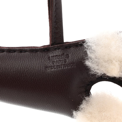 Hermes Milo Lambskin Shearling Budy Charm Chocolate 3 of 5
