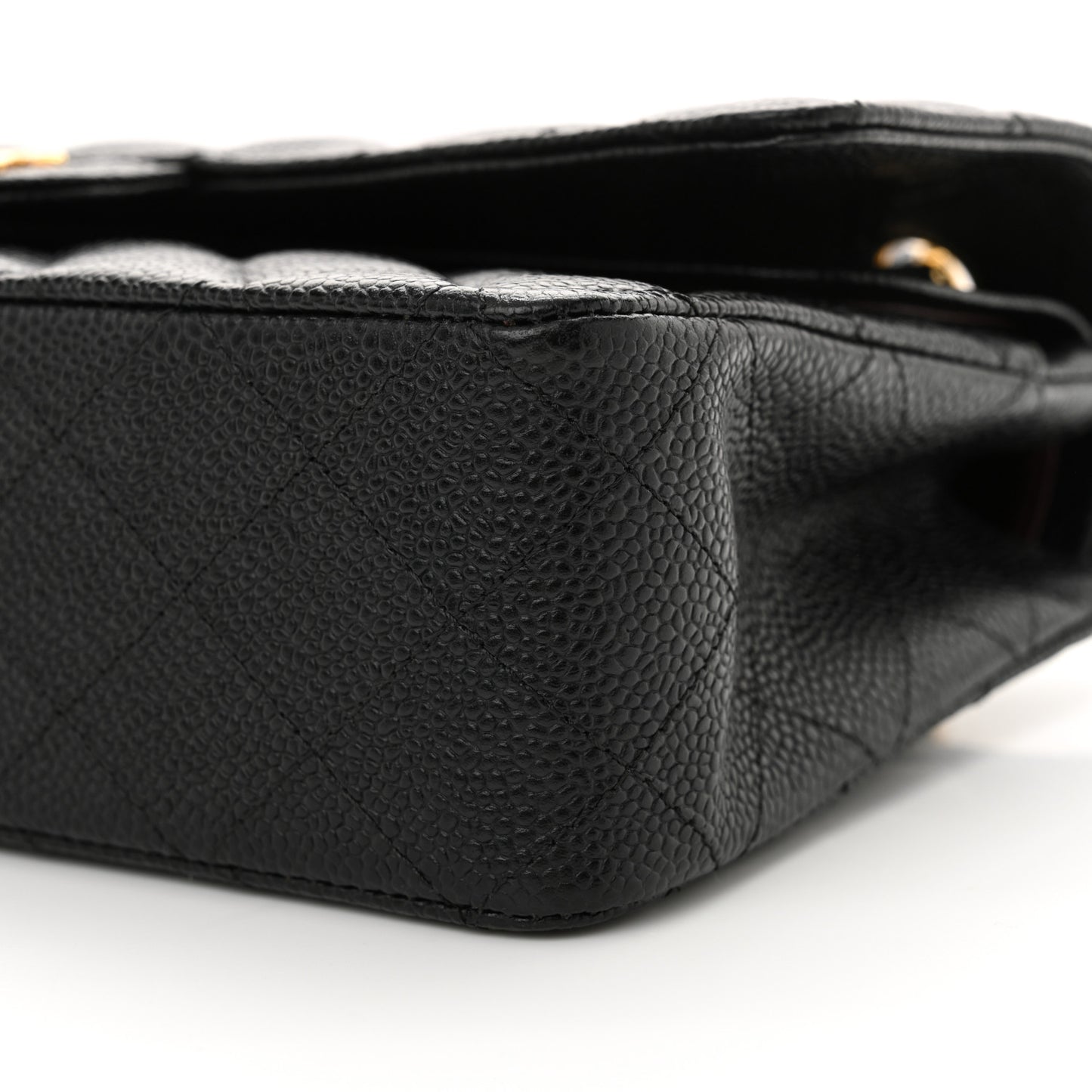 Caviar Quilted Medium Double Flap Black