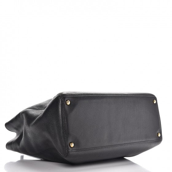 Calfskin Cerf Executive Shopper Tote Black