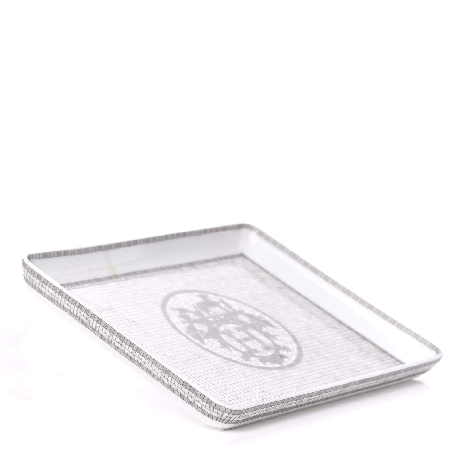 Hermes Porcelain Mosaique Au 24 Sushi Plate Platine 3 of 8