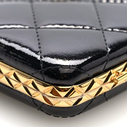 Chanel Glazed Goatskin Quilted Small Box With Chain Black 9 of 10