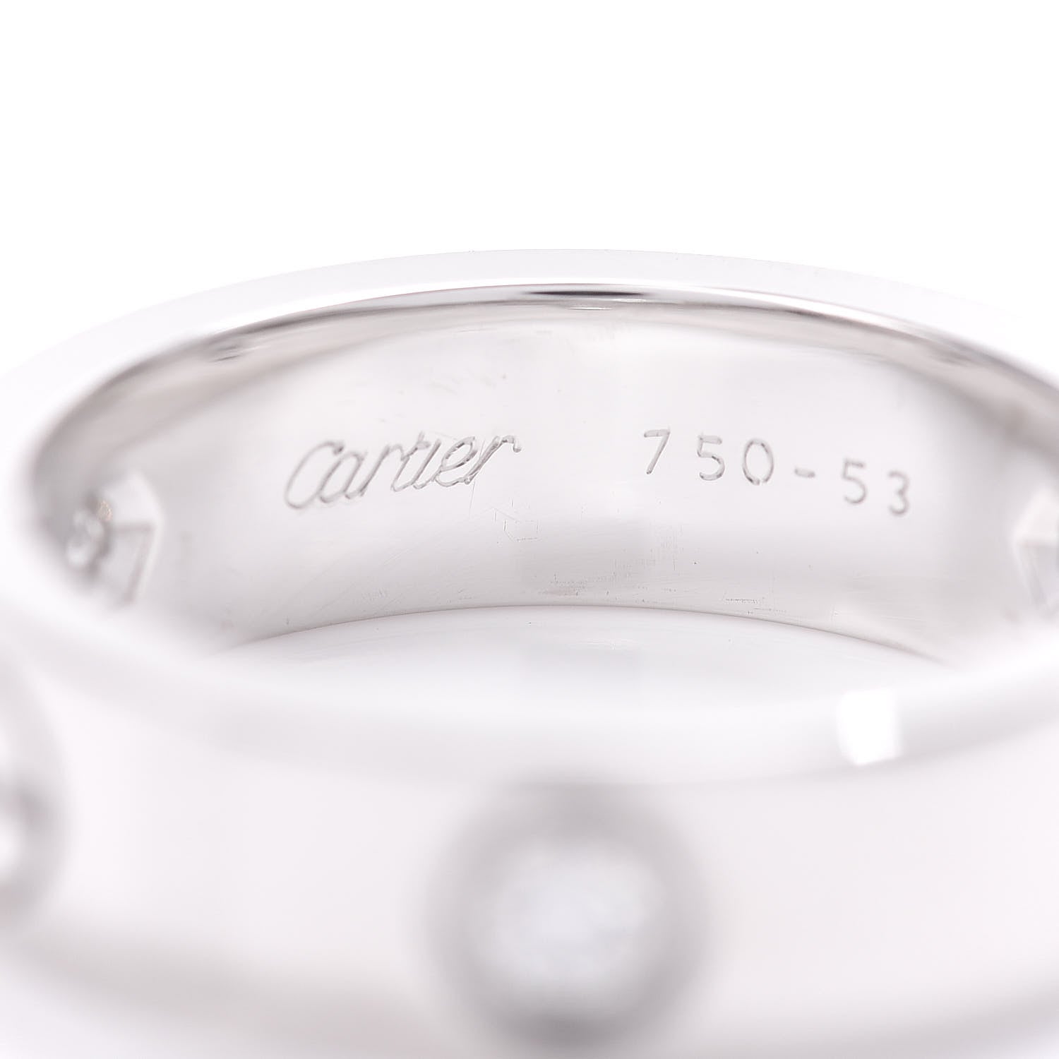 Cartier 18K White Gold 3 Diamond 5.5mm LOVE Ring 53 6.5 4 of 4