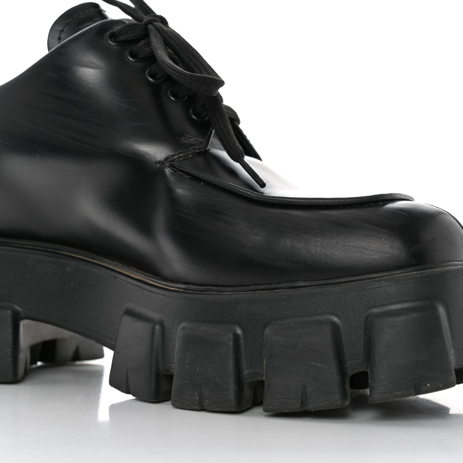 Prada Spazzolato Rois Monolith 55mm Derby Loafers 39 Black 9 of 11