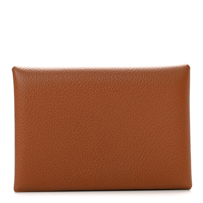Hermes Evercolor Calvi Duo Card Case Gold 1 of 8
