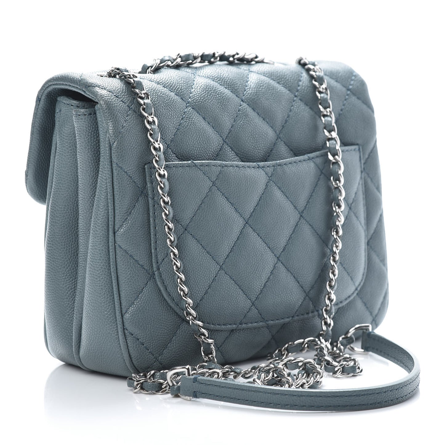 Caviar Quilted Small Urban Companion Flap Blue