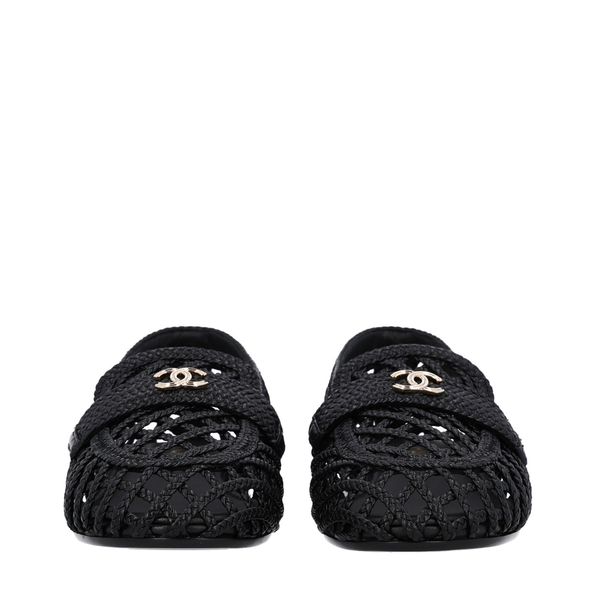 Chanel Braided Lambskin CC Mocassin Loafers 38 Black 4 of 10