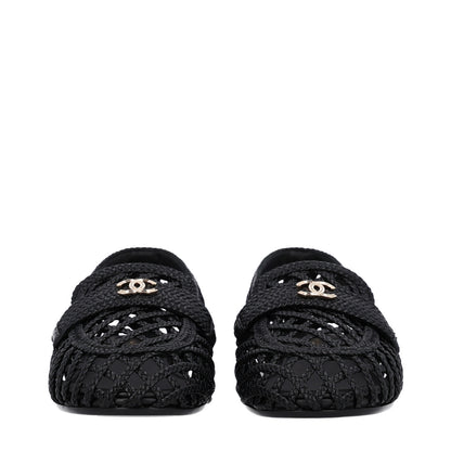 Chanel Braided Lambskin CC Mocassin Loafers 38 Black 4 of 10