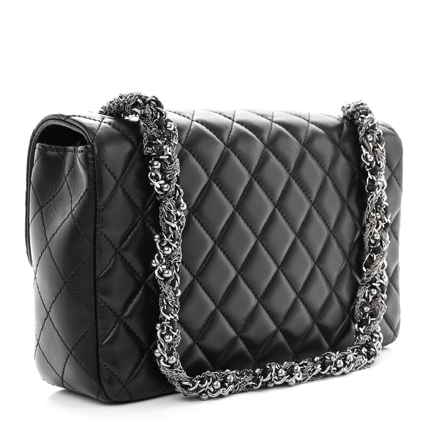 Lambskin Quilted Medium Westminster Pearl Flap Black