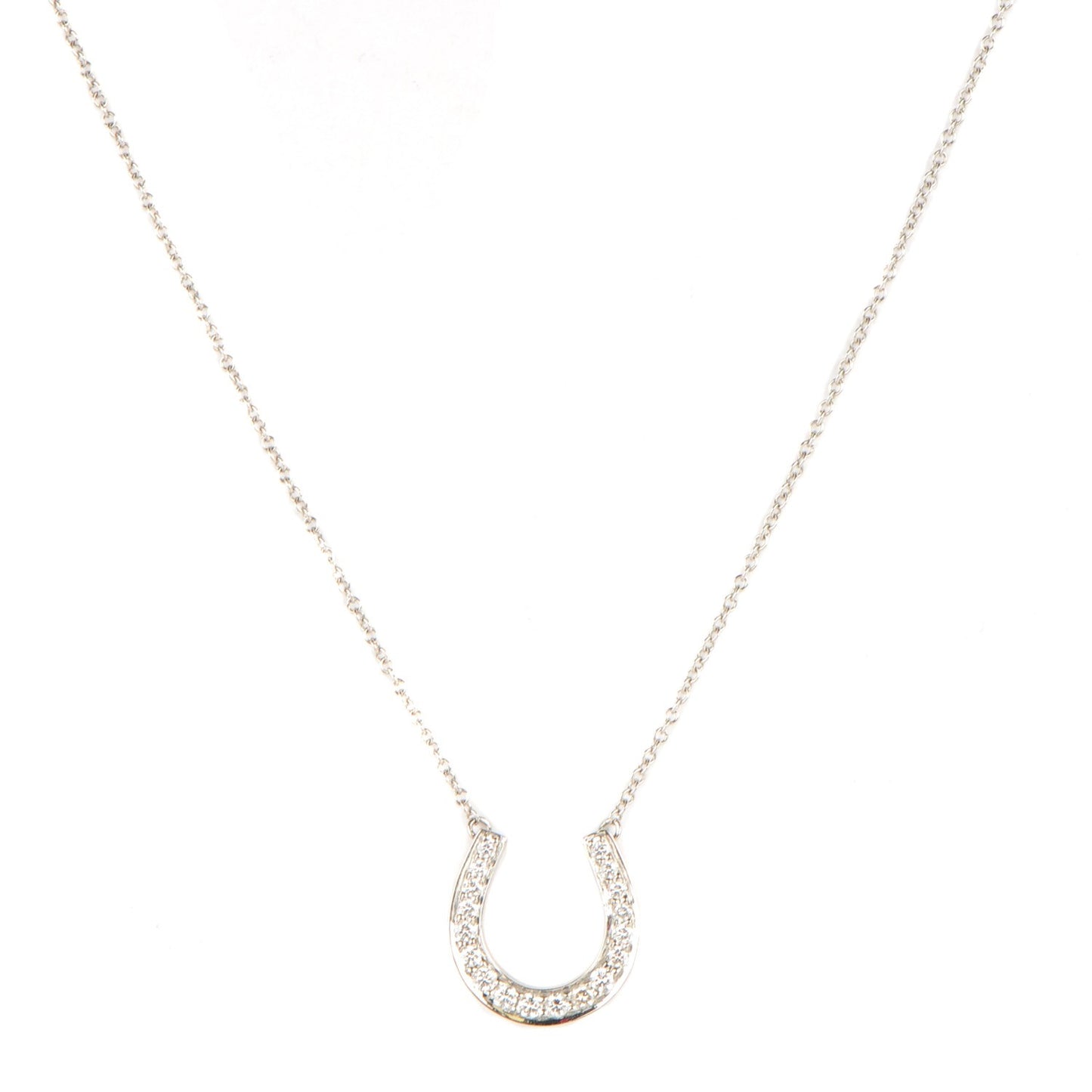 Platinum Diamond Horseshoe Pendant Necklace