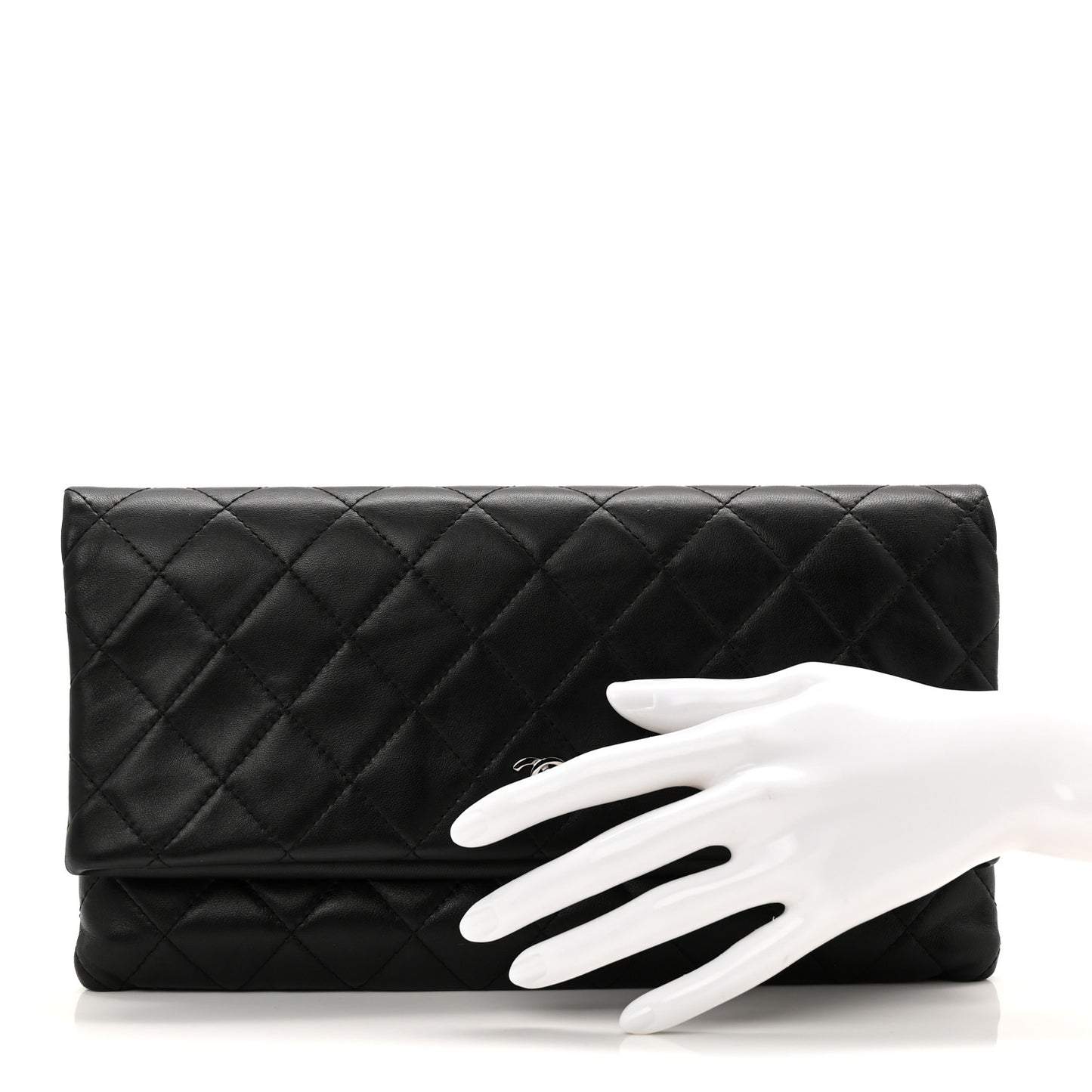 Lambskin Quilted CC Beauty Clutch Black