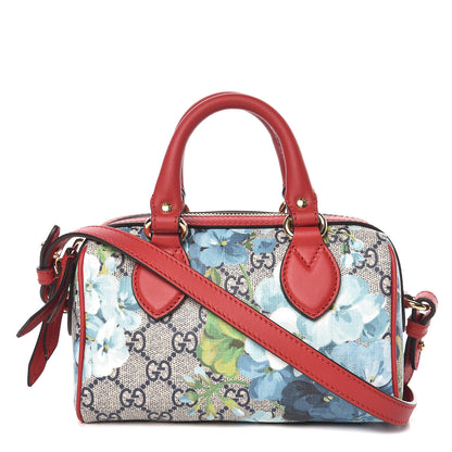 Gucci GG Supreme Monogram Blooms Mini Boston Navy Blue Hibiscus 1 of 10