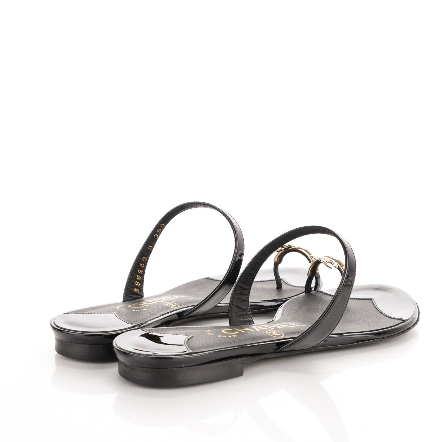 Chanel Patent CC Toe Ring Sandals 36 Black 4 of 7