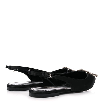 Louis Vuitton Satin Crystal Madeleine Slingback Ballerina Flats 36 Black 4 of 11