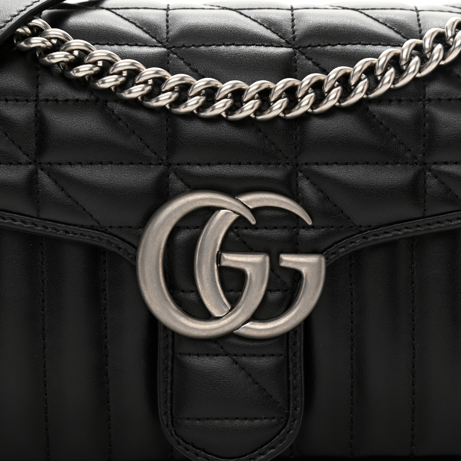 Gucci Calfskin Matelasse Aria Small GG Marmont Shoulder Bag Black 8 of 10