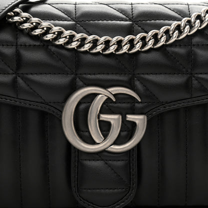 Gucci Calfskin Matelasse Aria Small GG Marmont Shoulder Bag Black 8 of 10