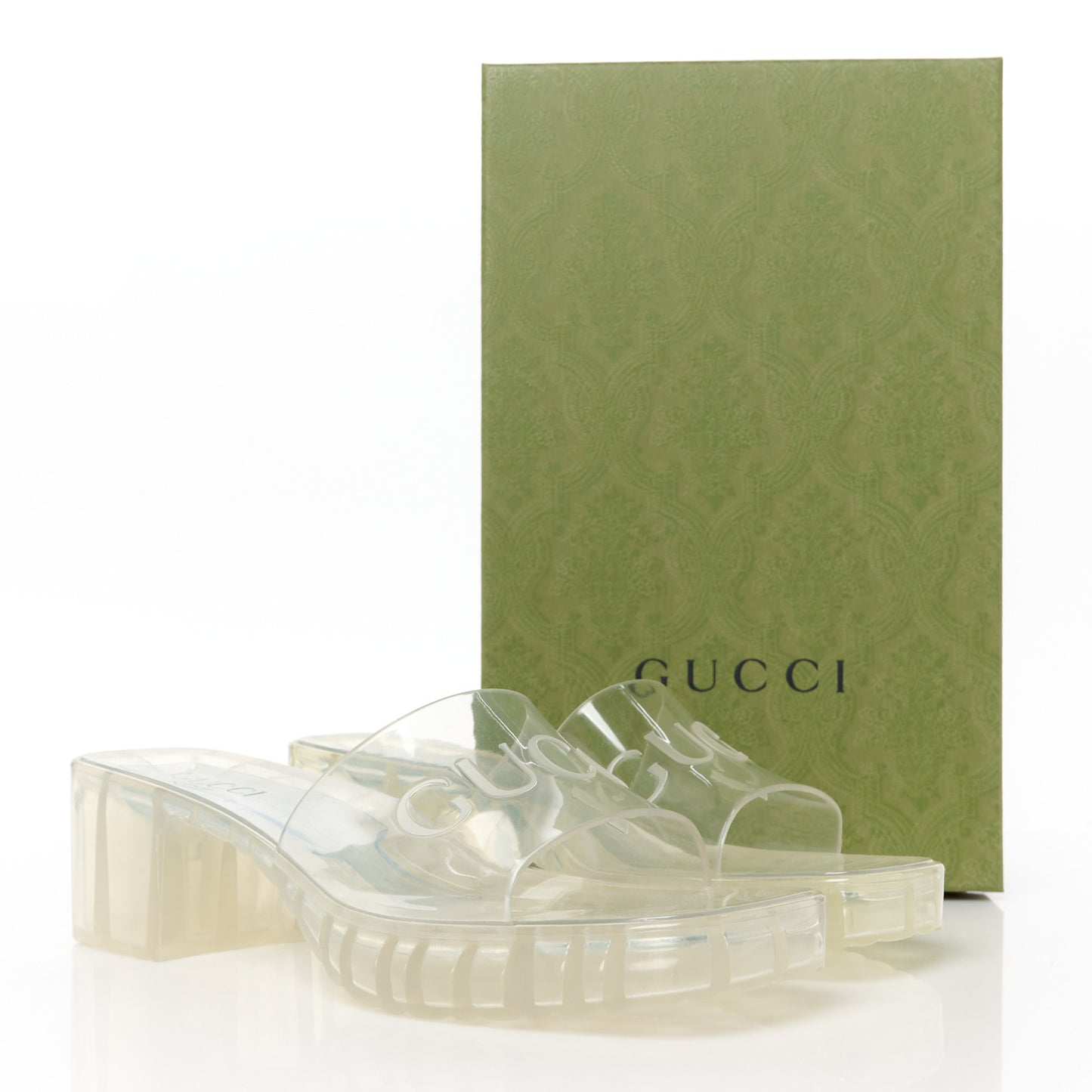 Rubber Gucci Logo Womens Platform 20/60mm Slide Sandals 39 Transparent