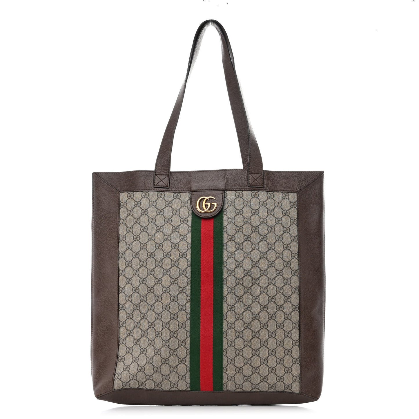 GG Supreme Monogram Web Large Ophidia Vertical Shopping Tote Brown