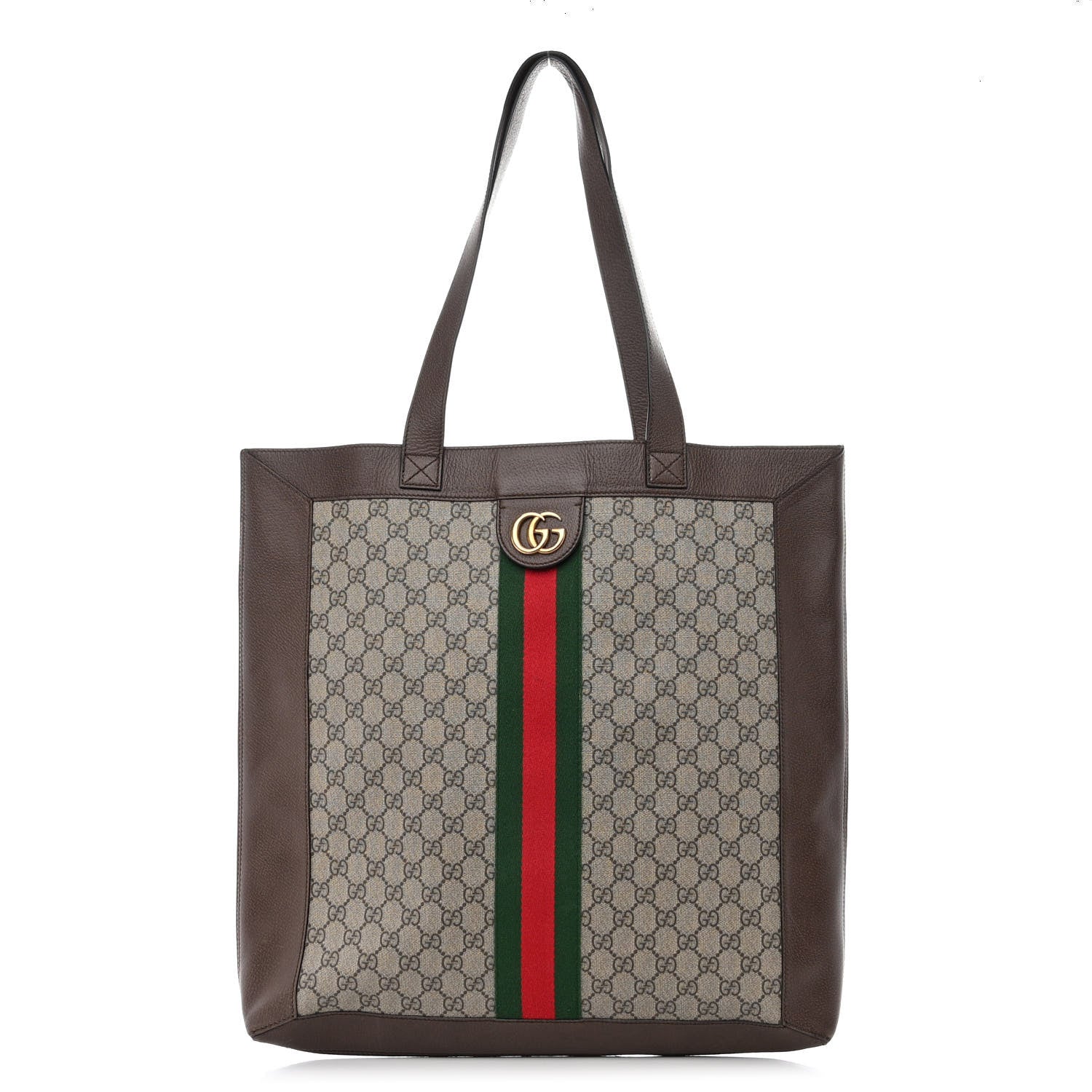 Gucci GG Supreme Monogram Web Large Ophidia Vertical Shopping Tote Brown 1 of 10