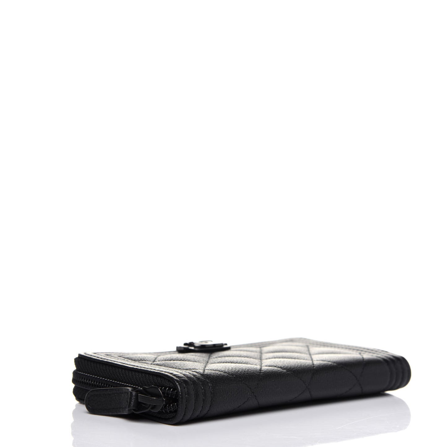 Caviar Quilted Small Boy Zip Around Wallet So Black