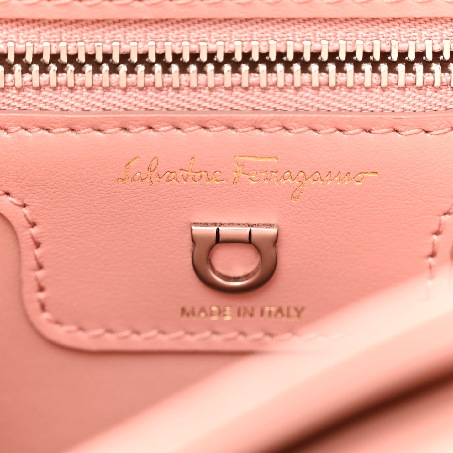 Calfskin Quilted Gancini Flap Bag Antique Rose