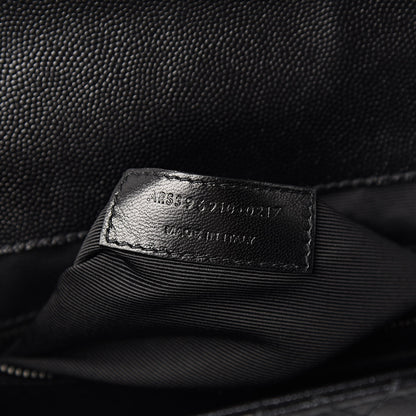 Saint Laurent Grain De Poudre Textured Mixed Matelasse Large Triquilt Monogram Monochrome Satchel Black 7 of 13