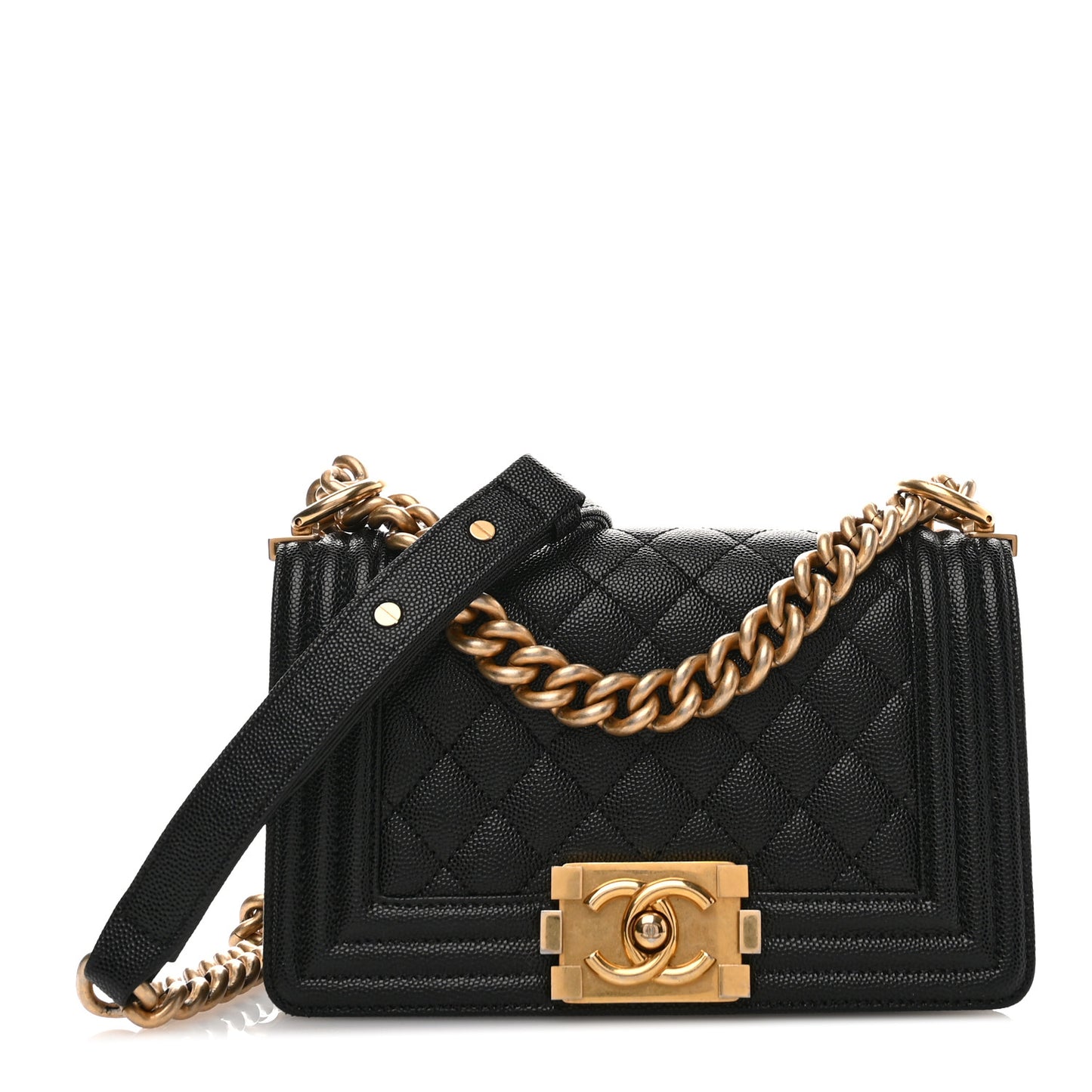 Caviar Quilted Small Boy Flap Black