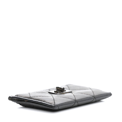 Chanel Metallic Aged Calfskin Quilted Reissue Card Holder Charcoal 4 of 9