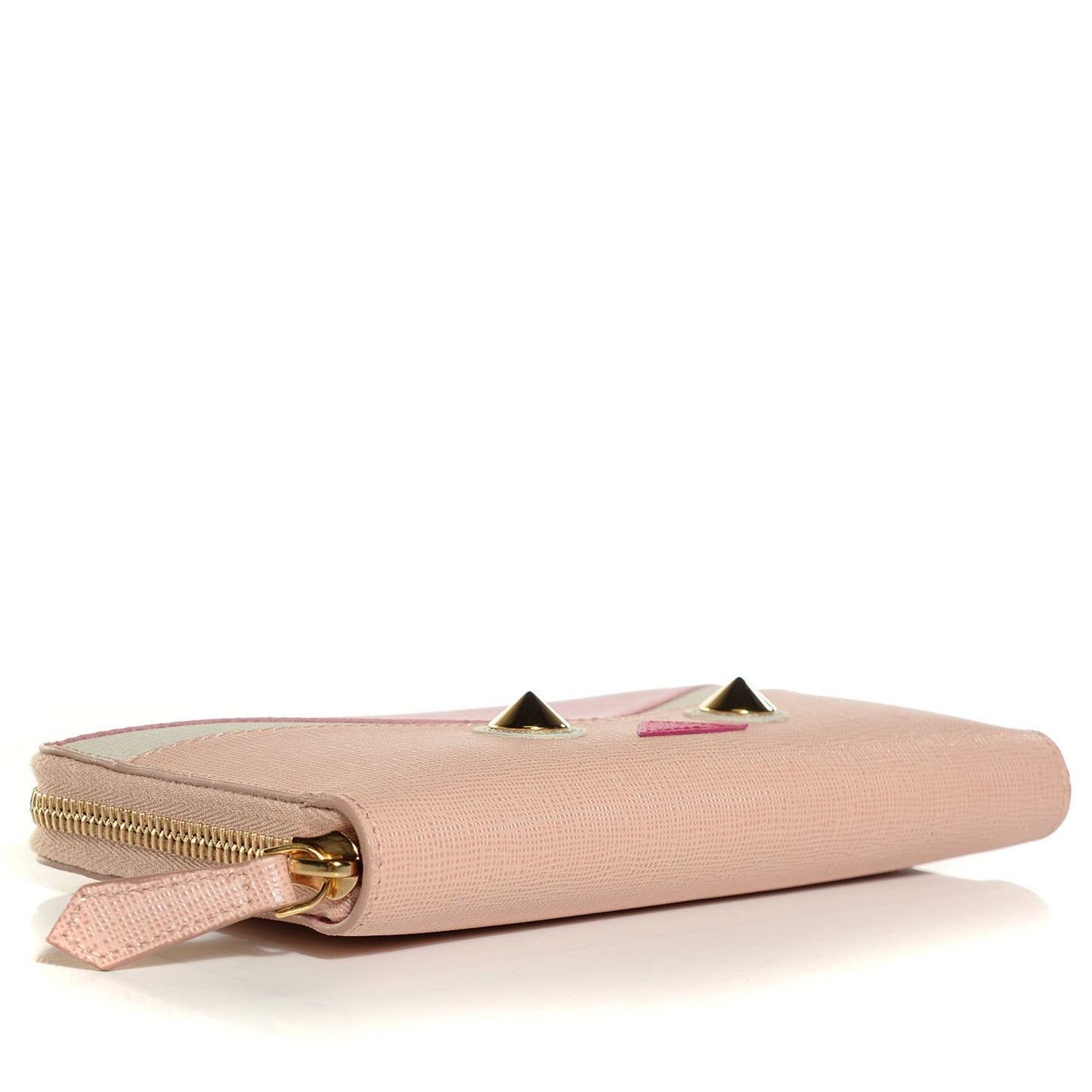 Vitello Elite QuTweet Studded Zip Around Wallet Pink