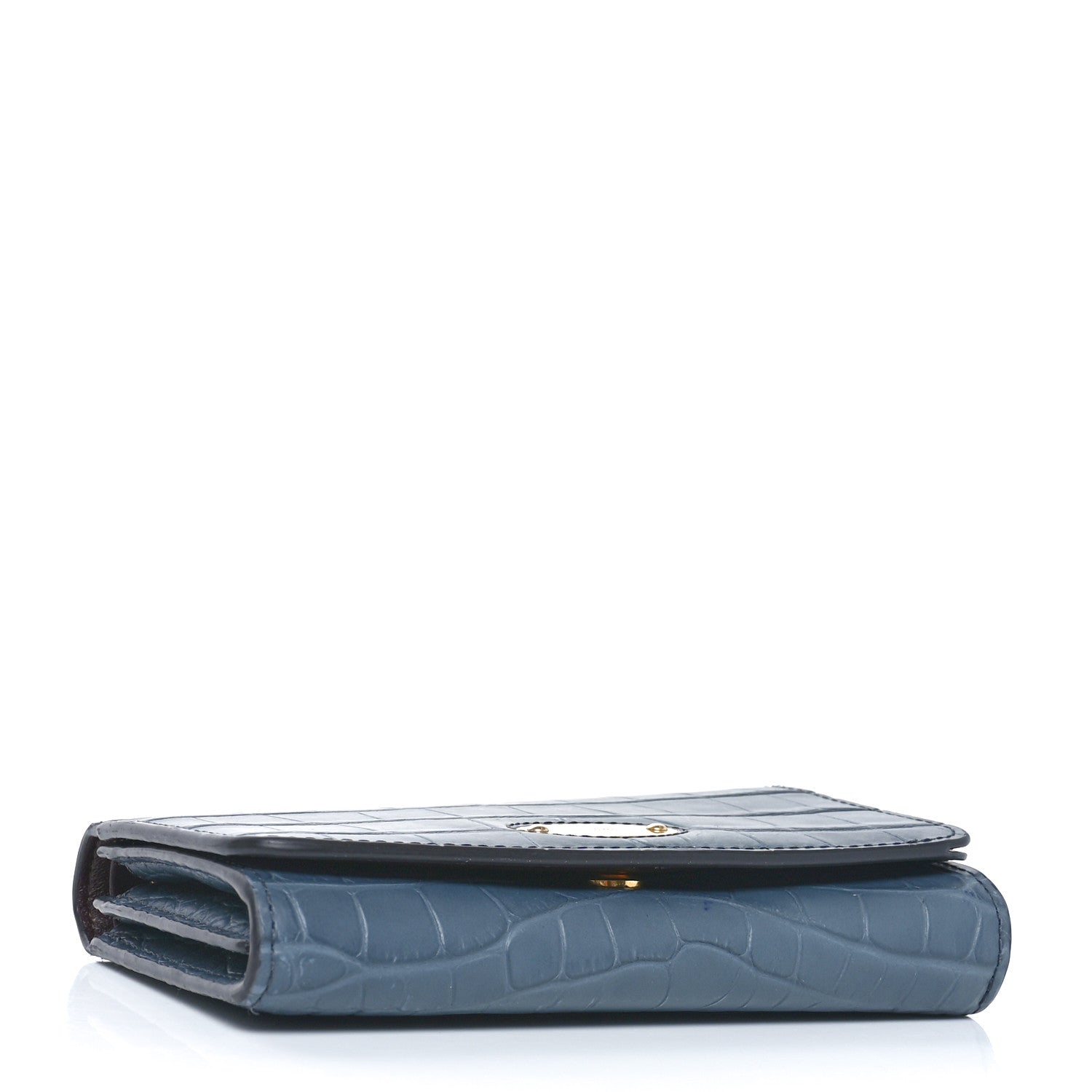 Mulberry Crocodile Embossed Calfskin Plaque French Purse Wallet Grey 4 of 9