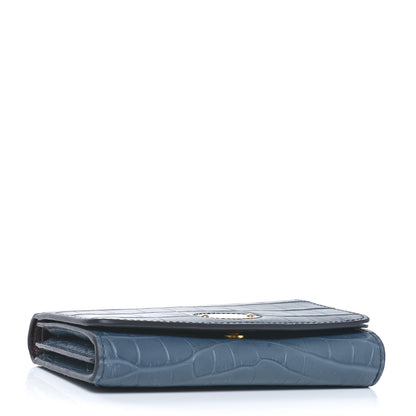 Mulberry Crocodile Embossed Calfskin Plaque French Purse Wallet Grey 4 of 9