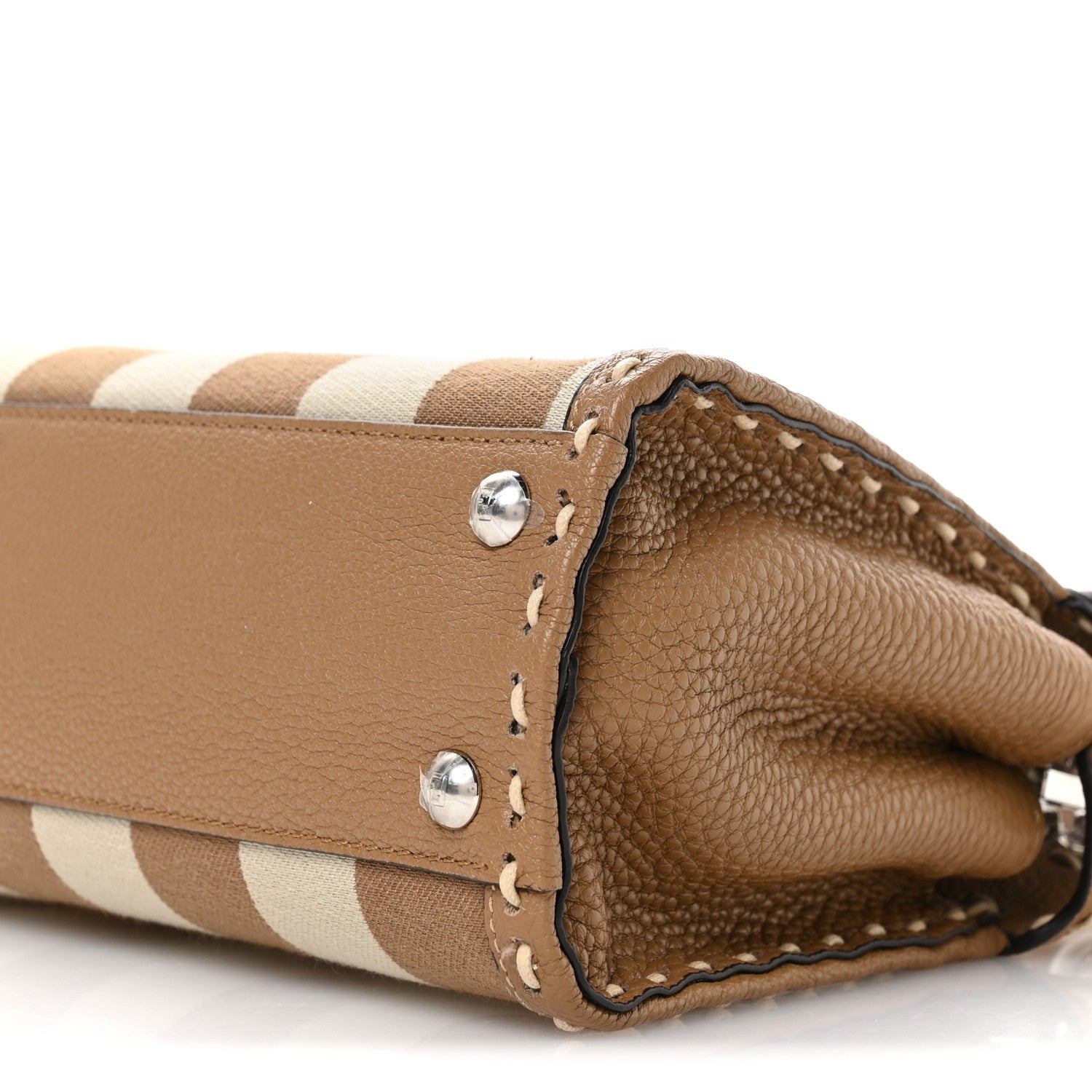 Fendi Cuoio Romano Pequin Selleria Mini Peekaboo Iconic Satchel Beige Sand 9 of 9