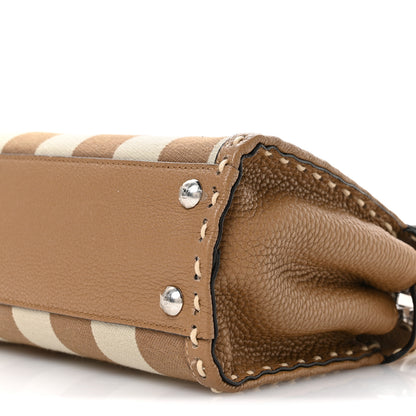Fendi Cuoio Romano Pequin Selleria Mini Peekaboo Iconic Satchel Beige Sand 9 of 9