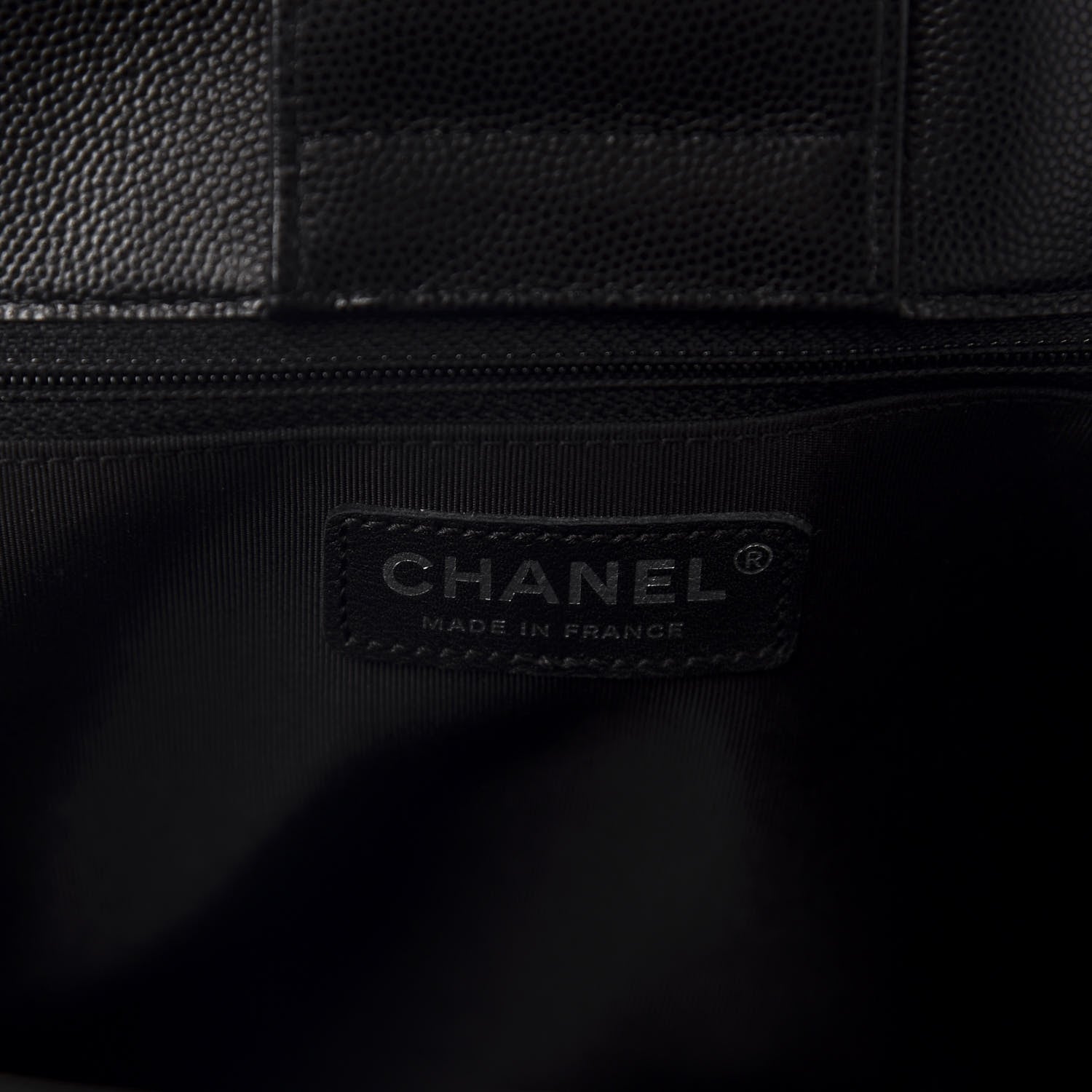 Chanel Caviar Chevron Quilted Large Shopping Tote Black 8 of 10