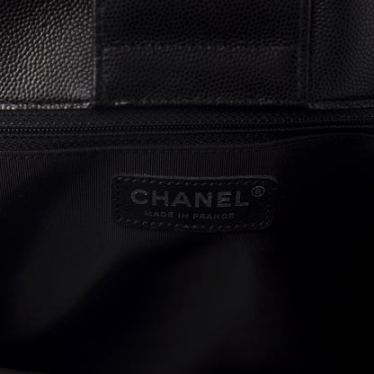 Chanel Caviar Chevron Quilted Large Shopping Tote Black 8 of 10