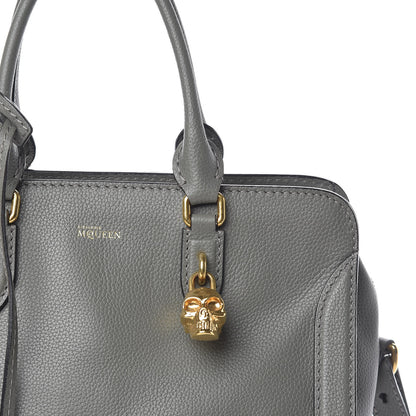 Alexander McQueen Pebbled Calfskin Small Skull Padlock Zip Around Tote Dark Grey 15 of 21
