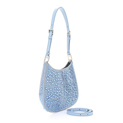 Prada Satin Crystal Cleo Adjustable Strap Shoulder Bag Celeste 3 of 9